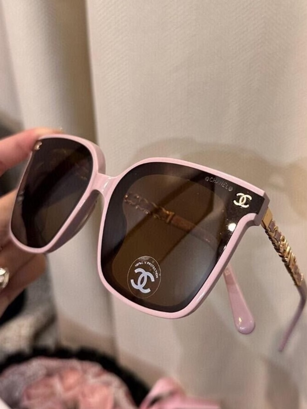 CHANEL Pink Square Sunglasses